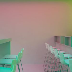 Clean and empty exercise area with neon lighting accents